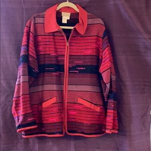 Zip-up Woven Jacket w/ Twill Trim